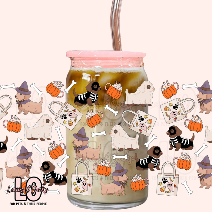 Custom Spooky Dogs 16oz Glass Tumbler