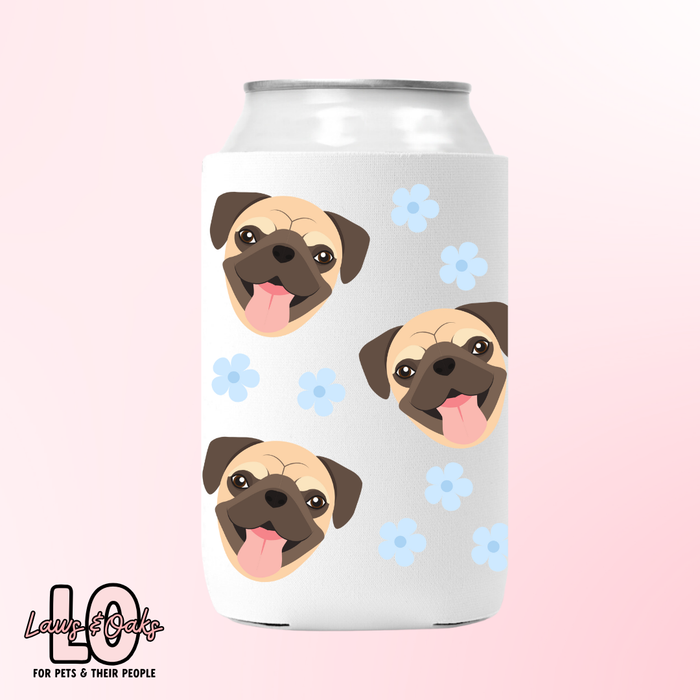 Pugs & Flowers Custom Can Koozie