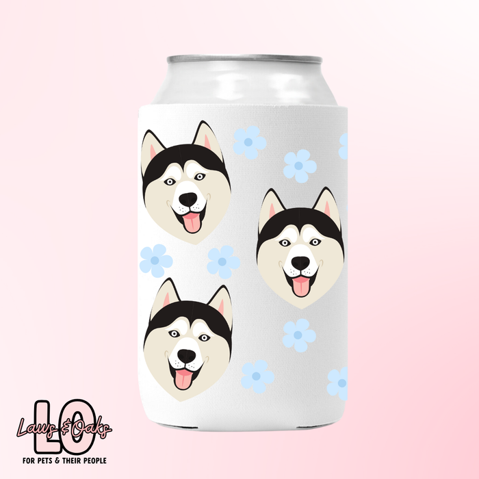 Huskies & Flowers Custom Can Koozie