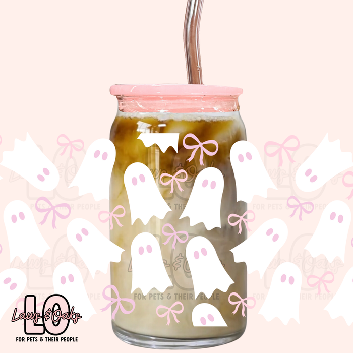 Custom Ghosts & Bows 16oz Glass Tumbler