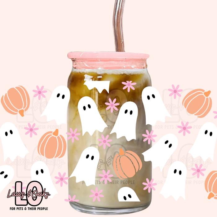 Custom Ghosts & Pumpkins 16oz Glass Tumbler