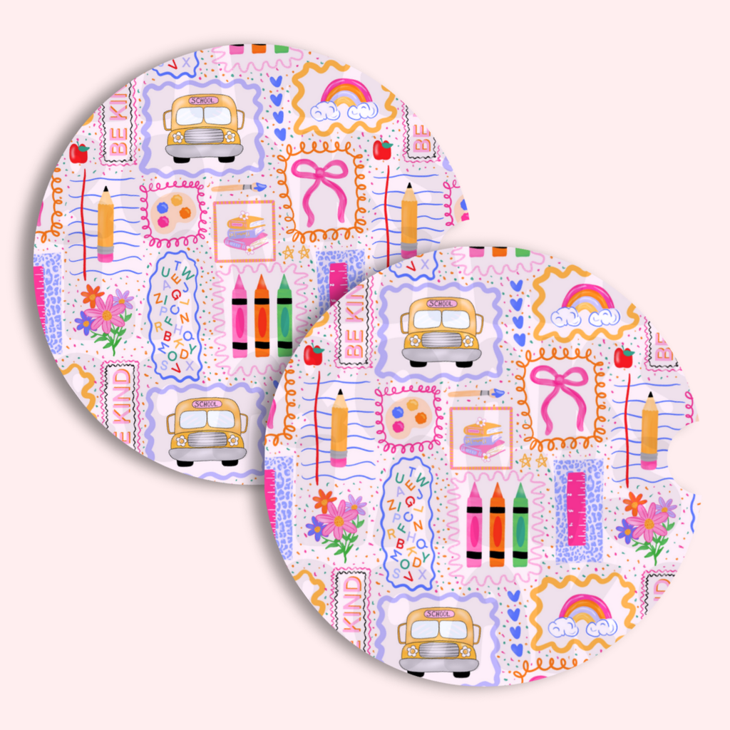 Car Coasters: Pack of Two Neoprene Coasters, One Size Fits Most Car Cup Holders