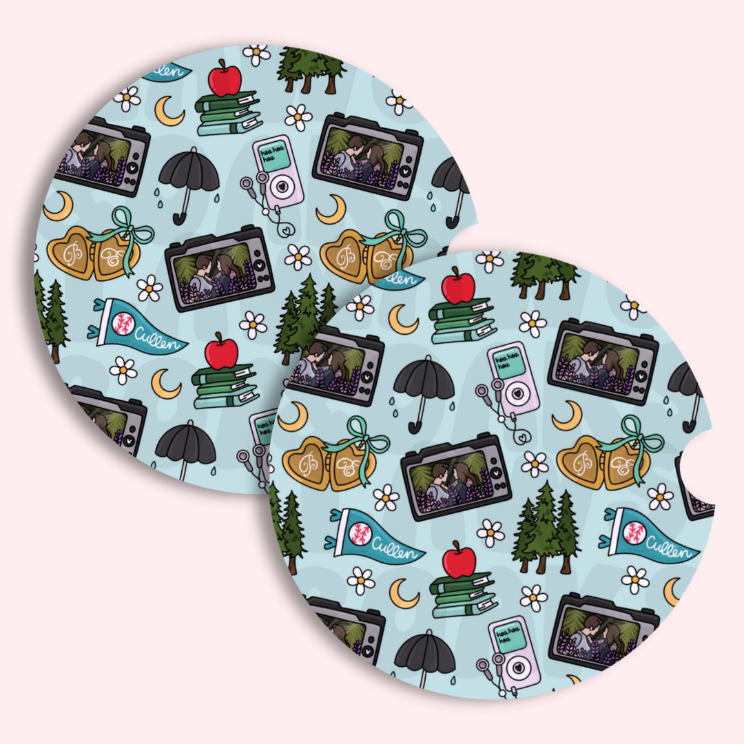 Car Coasters: Pack of Two Neoprene Coasters, One Size Fits Most Car Cup Holders