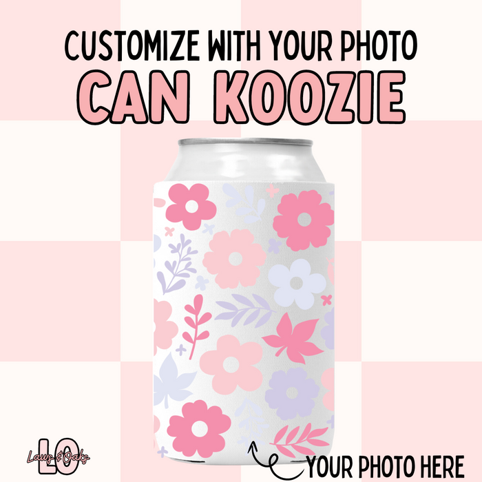 Pastel Flowers Custom Can Koozie, Add Any Picture Of Your Choice