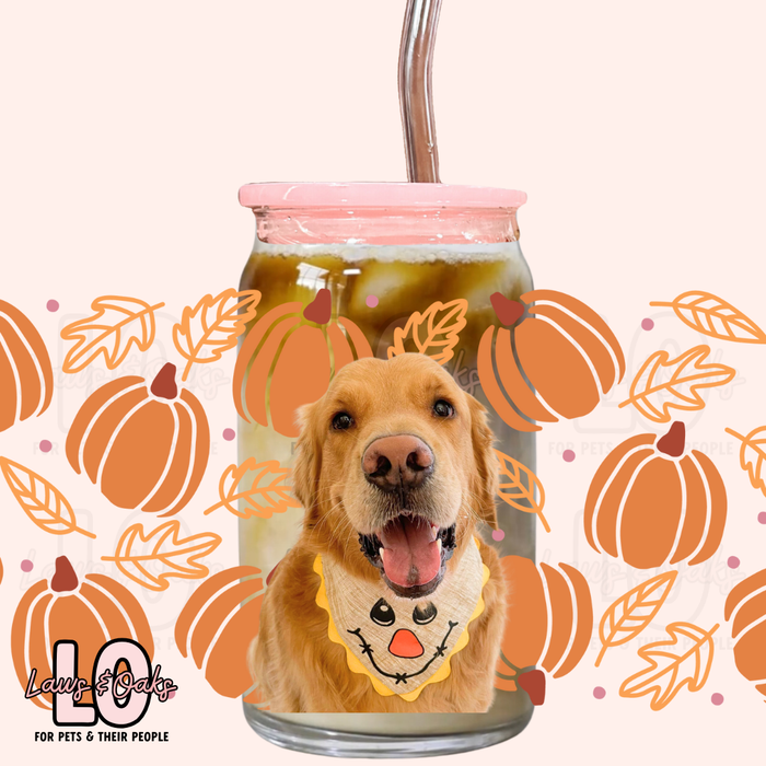 Custom Pumpkins & Leaves 16oz Glass Tumbler