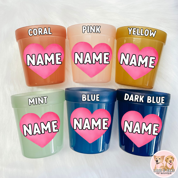 Reusable Pup Cup, Choose Your Pup Cup & Heart Color + Add A Name