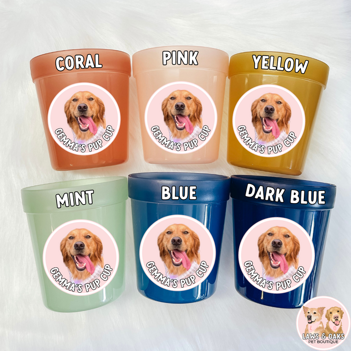 Custom Portrait Reusable Pup Cup, Choose Your Pup Cup Color + Add A Name & Picture