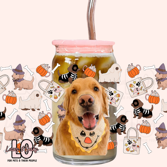 Custom Spooky Dogs 16oz Glass Tumbler