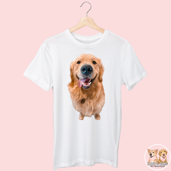 Custom Pet Portrait Adult White Tee, Choose Any Picture Of Your Pet To Make The Perfect Tee