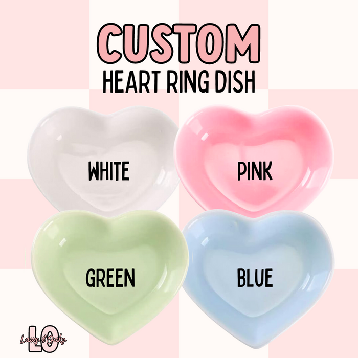 Personalized Heart Ring Dish, Design Your Own Ring Dish, Ceramic Ring Dish