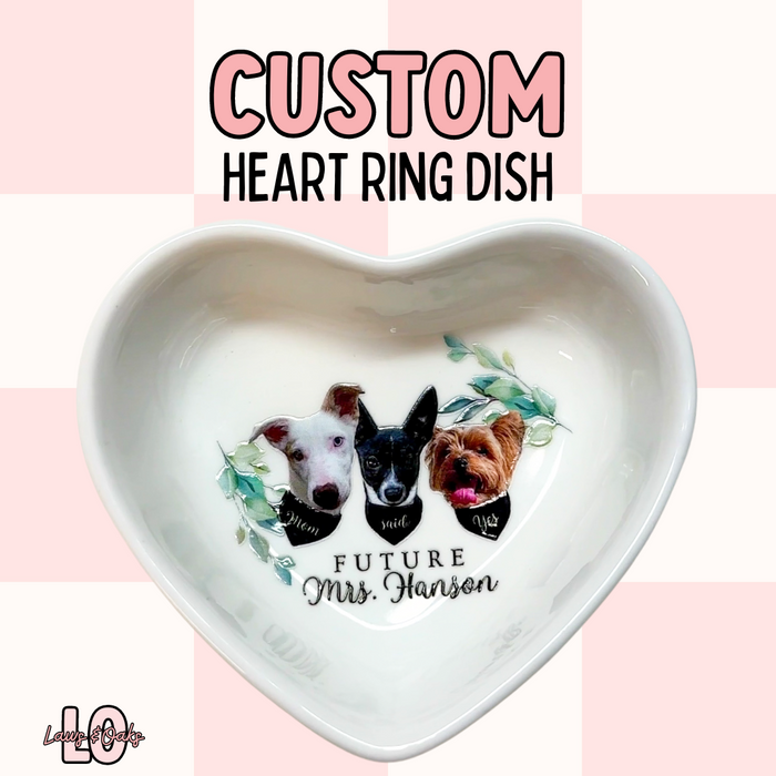 Personalized Heart Ring Dish, Design Your Own Ring Dish, Ceramic Ring Dish